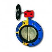 Затвор дисковый поворотный Zetkama 499 A - Ду400 (PN10, Tmax 110°C, c редуктором, диск. нерж сталь)