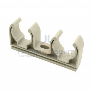 Клипса для труб двойная FV-Plast - 25 (для полипропиленовых труб, цвет серый)