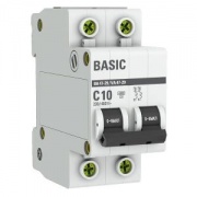 Автоматический выключатель EKF Basic ВА 47-29 2P 10А (C) 4,5кА (автомат электрический)