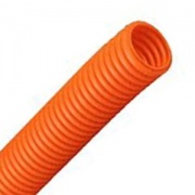 Труба ПНД гофрированная DKC д.40мм, лёгкая  с протяжкой, цвет оранжевый [бухта 20м]
